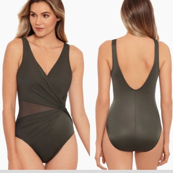 New! MiracleSuit Olive Green Illusionists Circe One Piece Swimsuit 3184 - Picture 1 of 11
